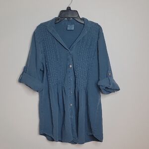 Blue Women's Tunic By Seabreeze 100% Cotton Sz Medium